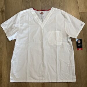 Dickies EDS Signature Scrub Top Medical Unisex White‎ Pocket Large NEW